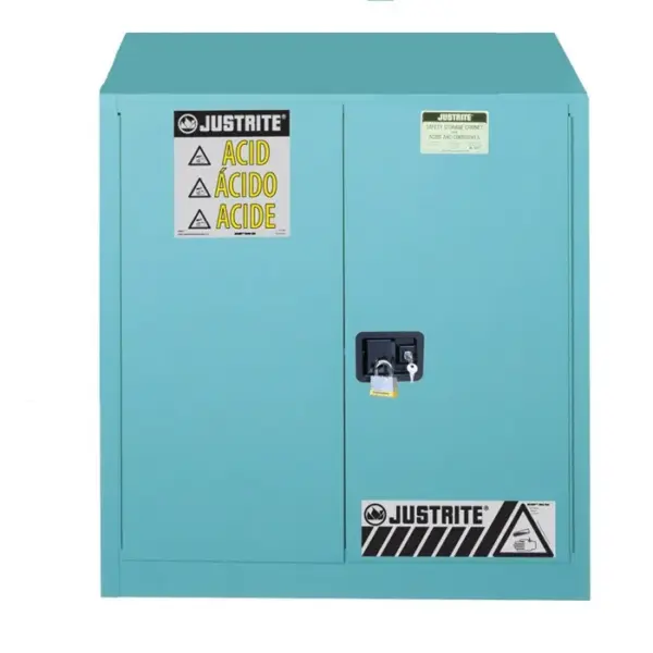 Justrite Sure-Grip® EX Corrosives/Acid Steel Safety Cabinet, 30 Gallon, 2 Self-Close Doors, Blue - 893022