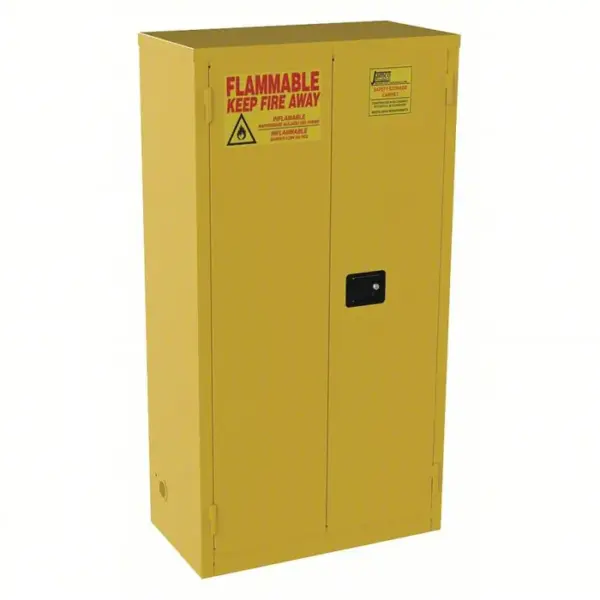 JAMCO Flammables Safety Cabinet BM44YP: Std, 44 gal, 0 Drum Capacity, 34 in x 18 in x 65 in, Yellow, Manual Close