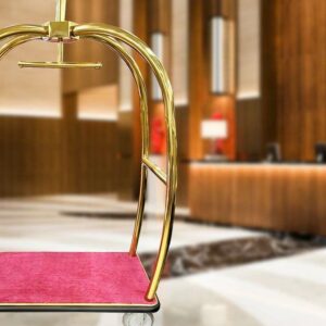 GOLDEN STAINLESS STEEL LUGGAGE TROLLEY