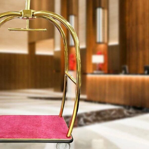 GOLDEN STAINLESS STEEL LUGGAGE TROLLEY