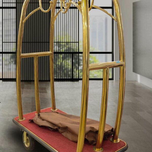 GOLDEN STAINLESS STEEL LUGGAGE TROLLY