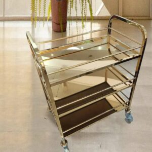 GOLDEN STAINLESS STEEL SERVICE TROLLEY