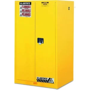 Justrite Sure-Grip® EX Flammable Safety Cabinet, 60 gallon, 2 manual-close doors, Yellow - 8960001