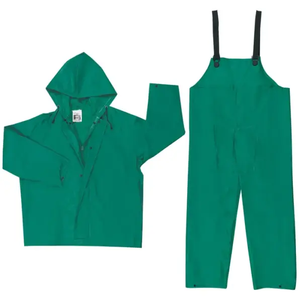 MCR Safety 3882 Dominator Green .42mm 2pc. PVC Suit Jacket with Zipper Front and Bib Pants
