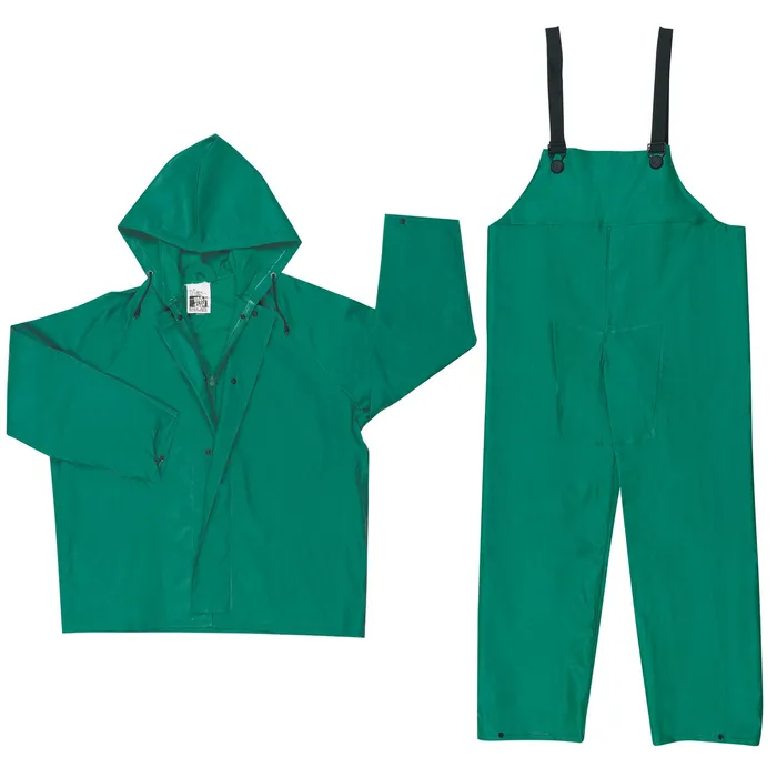 25 MCR Safety 3882 Dominator Green .42mm 2pc. PVC Suit Jacket with Zipper Front and Bib Pants - Image 1
