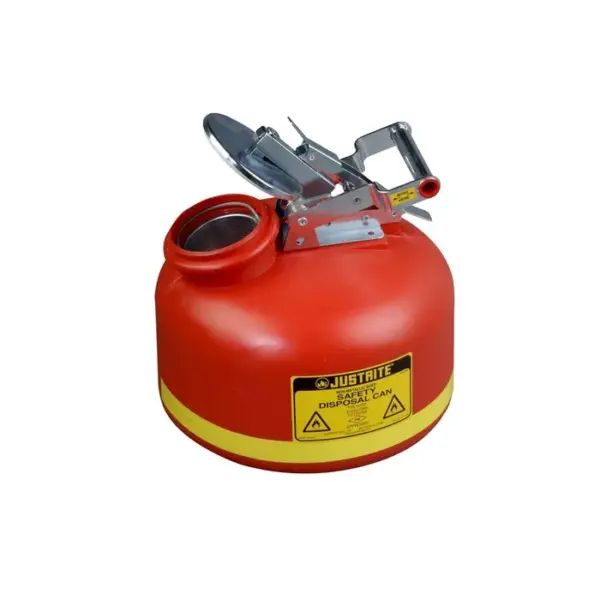 Justrite Safety Can For Liquid Disposal, 2 Gallon, Polyethylene, Red