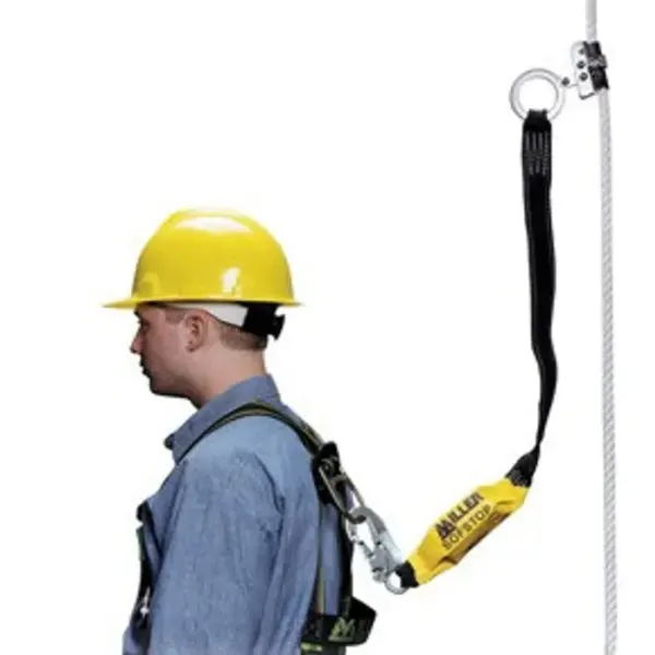 Miller by Honeywell Manual Rope Grab with 2ft Web Lanyard, Snap Hook & Stainless Steel – Yellow, 8174WLS-Z7-2FTYL