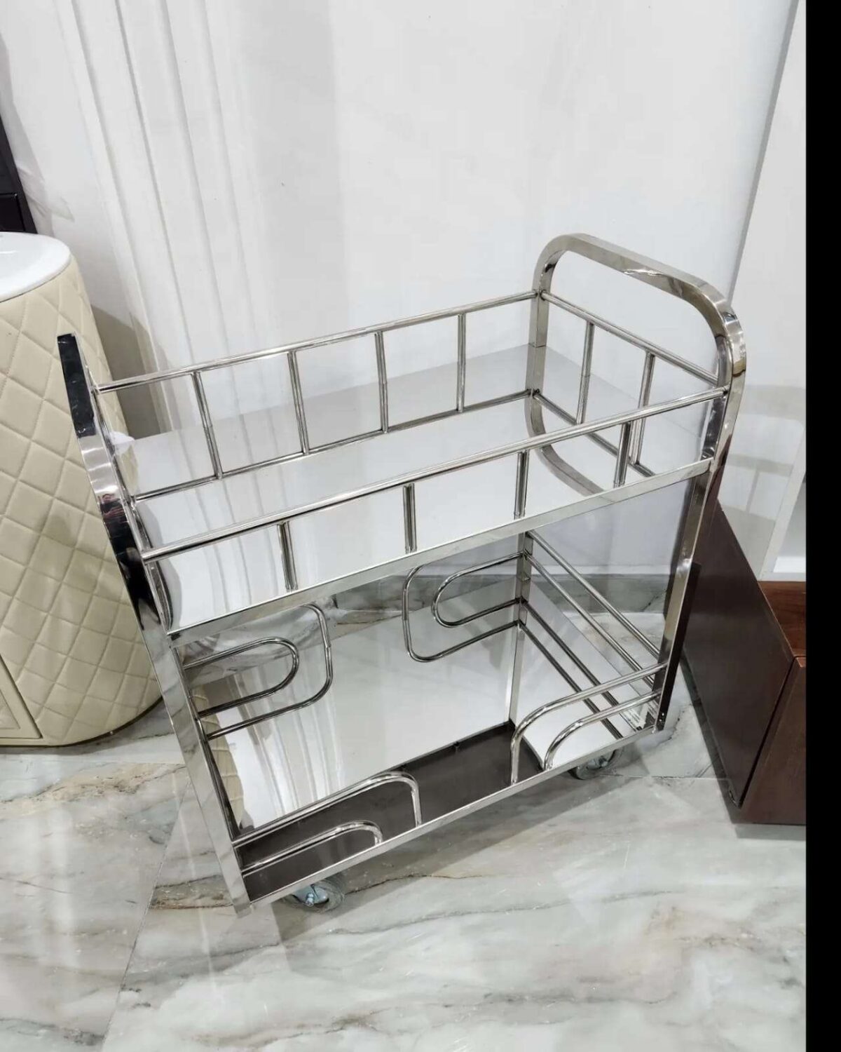 STAINLESS STEEL SERVICE TROLLEY - Image 1