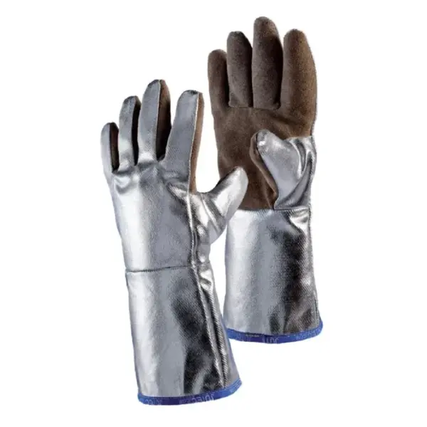 JUTEC 5-Finger-Glove Made of Sebatan Leather and Preox-Aramid Fabric, Aluminized - H05LA238-W2