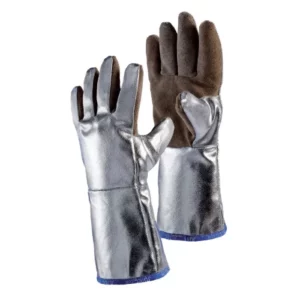 JUTEC 5-Finger-Glove Made of Sebatan Leather and Preox-Aramid Fabric, Aluminized - H05LA238-W2