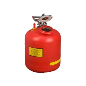 JUSTRITE 5-Gallon, Polyethylene Safety Can for Liquid Disposal, Built-In Fill Gauge, Red - 14565