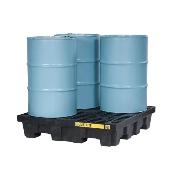 ustrite EcoPolyBlend™ Spill Control Pallet, 4 Drum Square, Recycled Polyethylene, Black - 28635