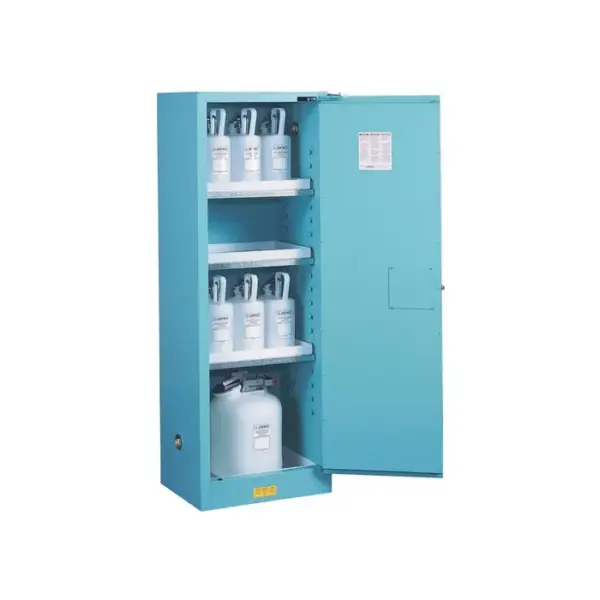 Justrite Sure-Grip® EX Slimline Corrosives/Acid Steel Safety Cabinet, 22 Gallon, 1 Self-Close Doors, Blue-892222