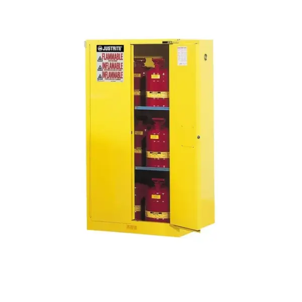 Justrite Sure-Grip® EX Flammable Safety Cabinet, 60 Gallon, 2 Self-Close Doors, Yellow - 896020