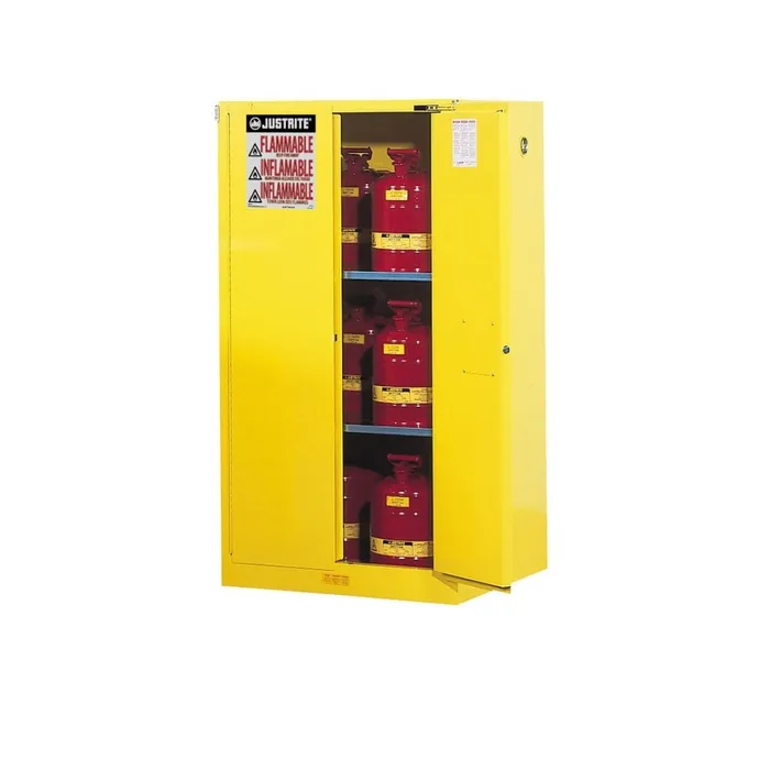 5 Justrite Sure-Grip® EX Flammable Safety Cabinet, 60 Gallon, 2 Self-Close Doors, Yellow - 896020 - Image 1