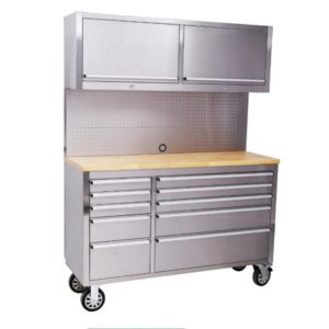 55" Stainless Steel 10 Drawers Workstation