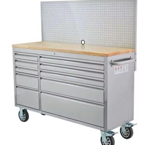 55” Stainless Steel 10 Drawers Tool Chest Trolley with Pegboard
