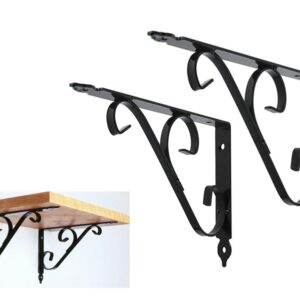 Retro Design 14cm Black Shelf Bracket - 2pcs