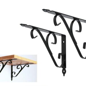Retro Design 29cm Black Shelf Bracket - 2pcs