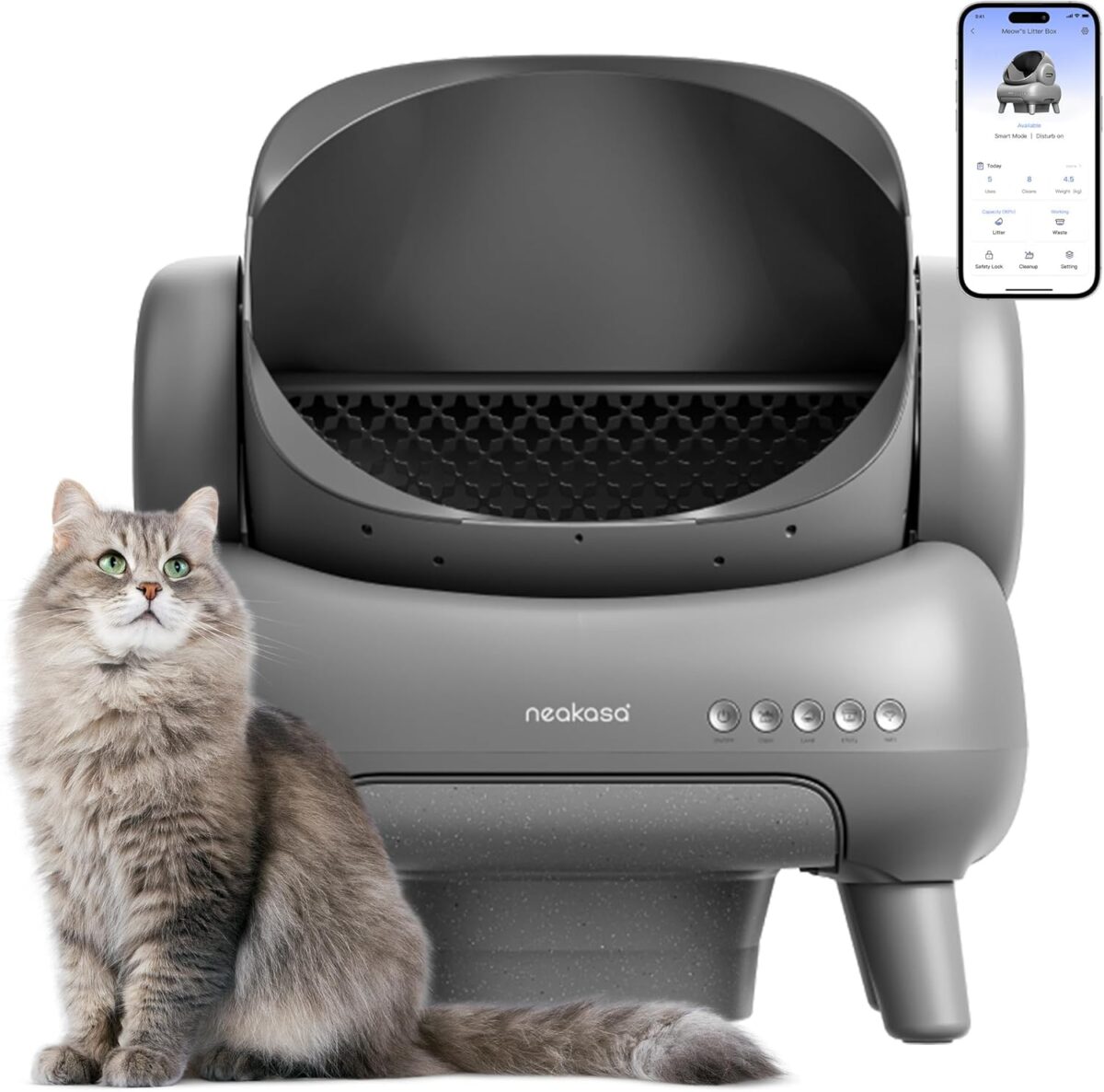 Neakasa M1 Open-Top Self Cleaning Cat Litter Box, Automatic Cat Litter Box with APP Control, Odor-Free Waste Disposal includes Trash Bags - Image 1