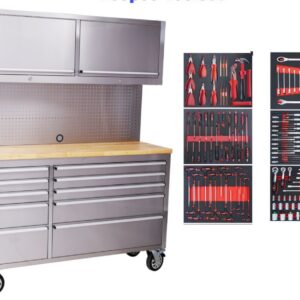 55" Stainless Steel Workstation with 258pcs Toolset