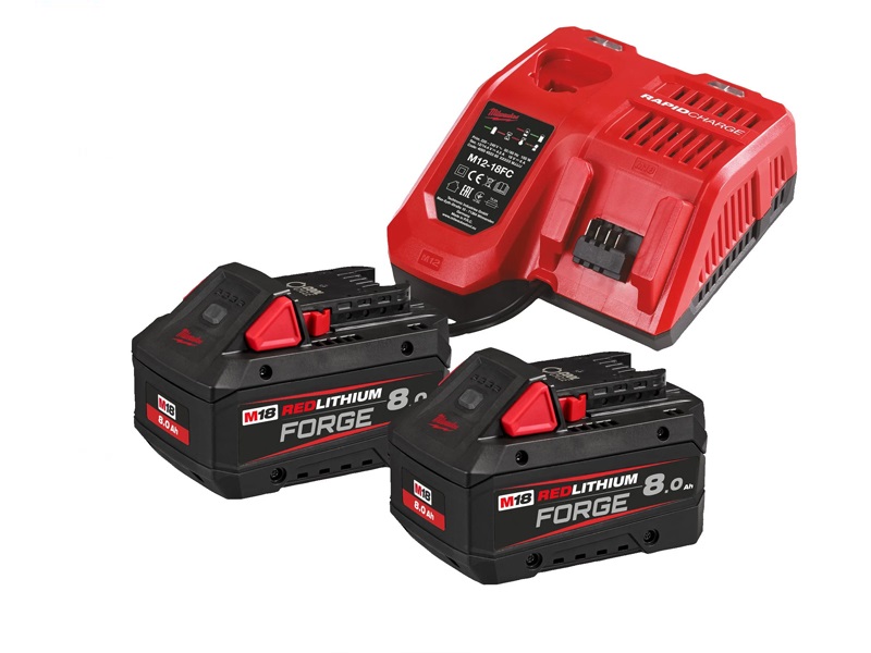 milwaukee m18forgenrg802 Milwaukee M18 8ah Red Lithium Forge Battery Kit - Image 1