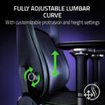 Razer Iskur V2 Gaming Chair with Adaptive Lumbar Support, Fully Adjustable lumbar Curve High Density Foam Cushions 4D Armrests - Black / Green - Image 3