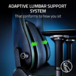 Razer Iskur V2 Gaming Chair with Adaptive Lumbar Support, Fully Adjustable lumbar Curve High Density Foam Cushions 4D Armrests - Black / Green - Image 2