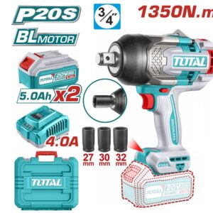 Total 20V High Torque 3/4" Dr" Impact Wrench with 1350nm Torque