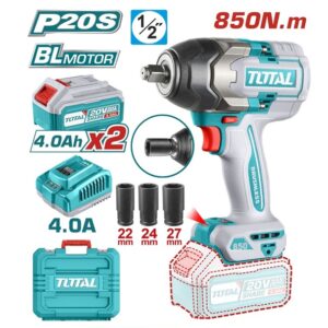 Total 20V High Torque 1/2" Dr" Impact Wrench with 850nm Torque