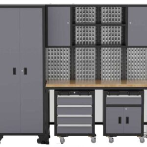 236cm Workstation with Drawers & Cabinets in Black