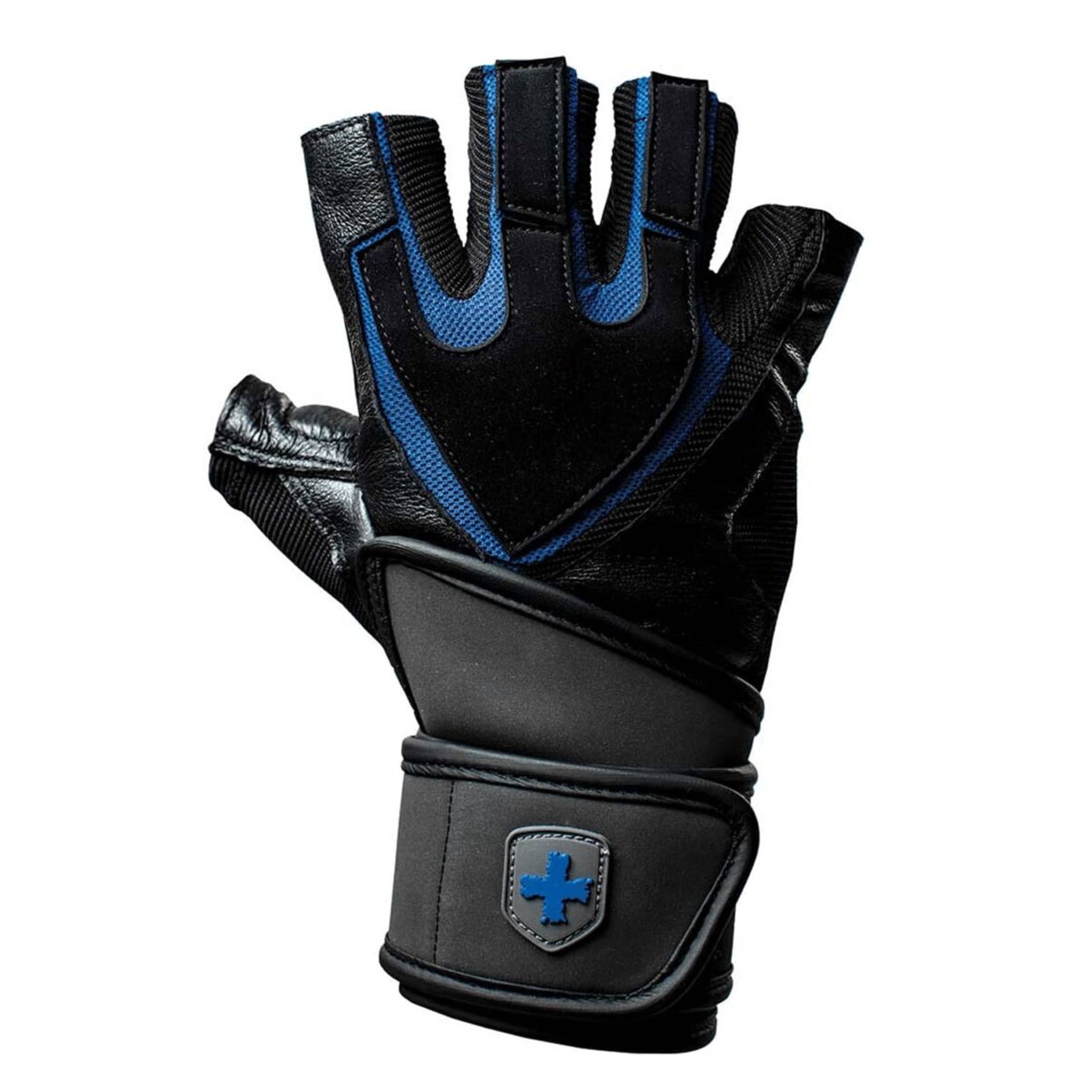 8 Harbinger Training Grip Wrist-Wrap Gloves - Black/Blue - S,M&L - Image 1
