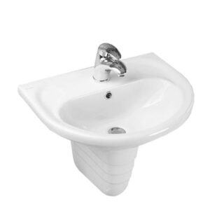 ECONOMY WASH BASIN + HALF PEDESTAL- WHITE