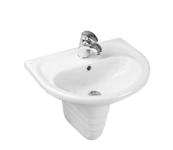 ECONOMY WASH BASIN + HALF PEDESTAL- WHITE