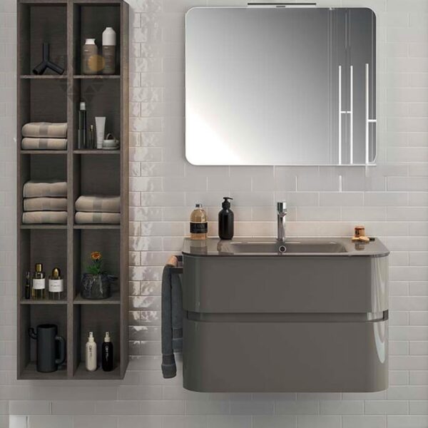 Luxurious 80cm Matte Dark Beige Basin Cabinet & Mirror Set