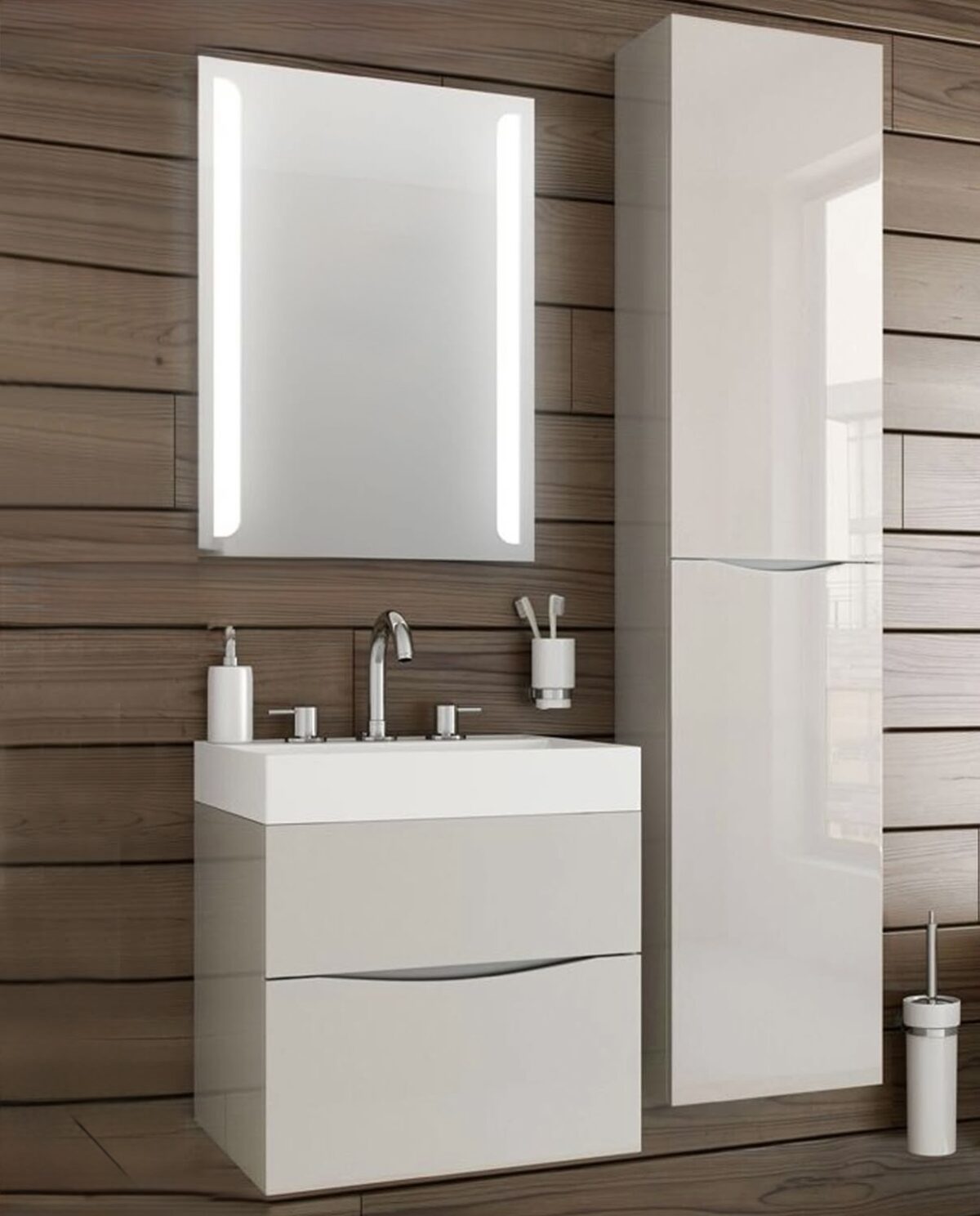 80cm Light Grey WashBasin with 120cm Side Cabinet & LED mirror - Image 1