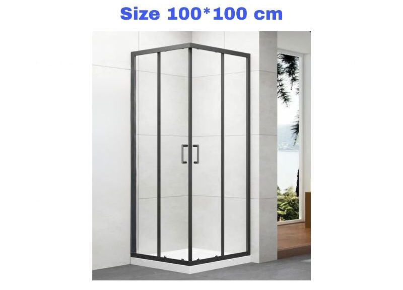 Modern Design Shower Box Height 190 cm (6) Shower Box 100*100 Black Frame Transparent Jam - Image 1