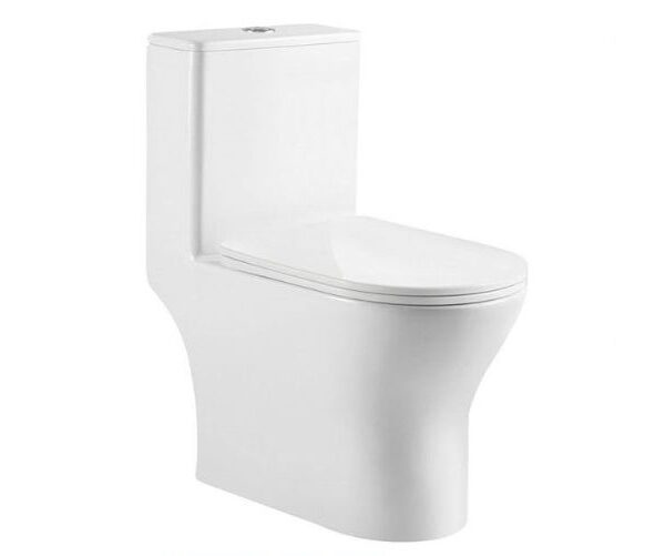 One Piece Toilet Model 8618 White Rimless