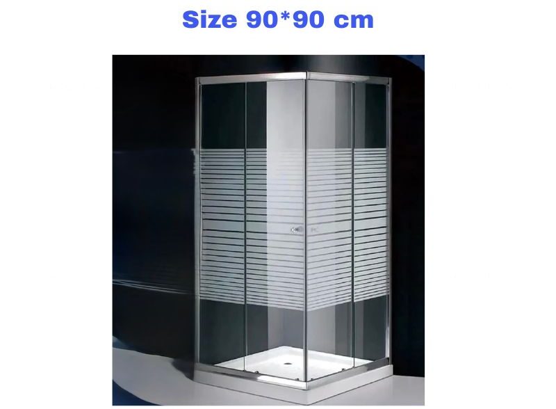 Smart Shower Box Silver Frame Striped (1) Shower Box 90*90 Silver Frame Striped - Image 1