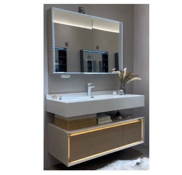 Modern Bathroom 2pc Sink with Mirror Cabinet