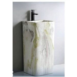 Marble Sink with Black Faucet 85*44*51