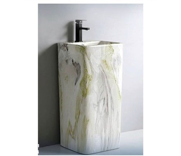 Marble Sink with Black Faucet 85*44*51