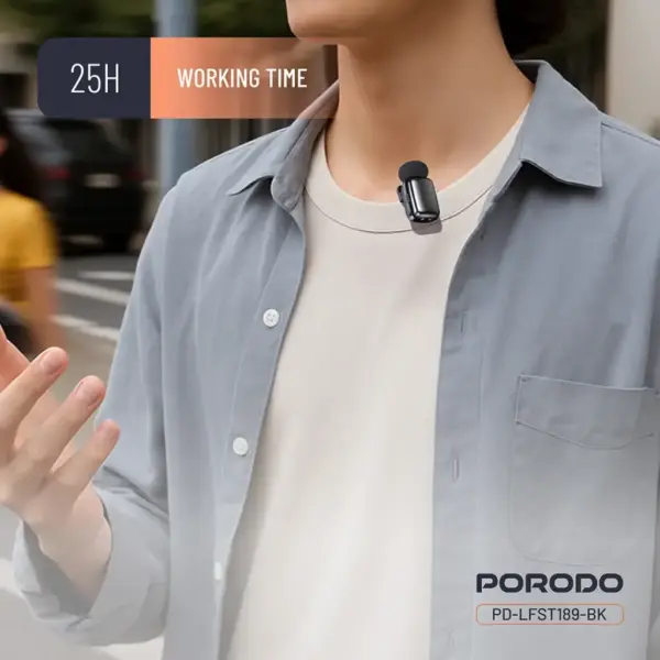 Porodo Wireless Lavalier Microphones  Lightning Connector | Noise Reduction