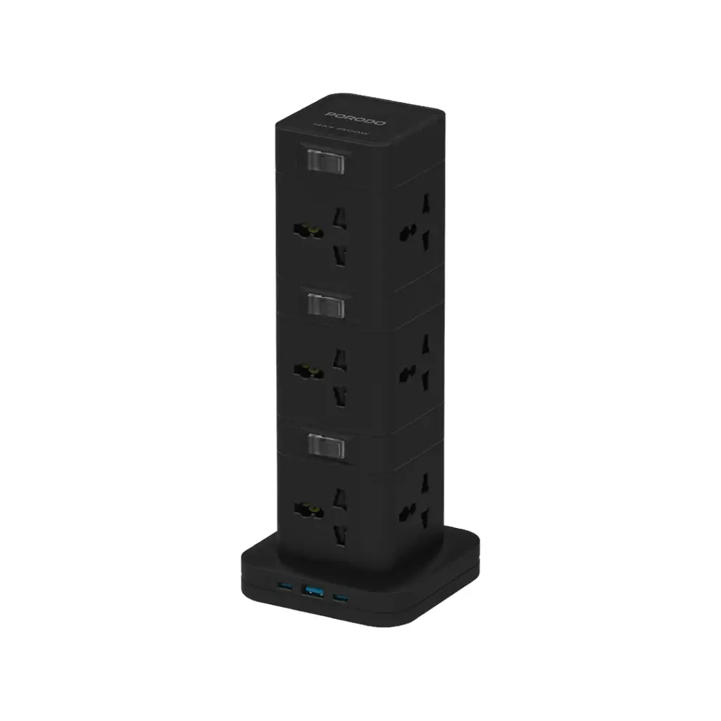 6 Porodo Three-Story 12AC Power Hub With USB-C PD & Quick Charge 3.0 - Image 1