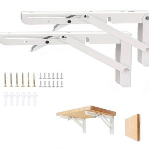Heavy Duty Folding Bracket Set - White 10 x 20 cm