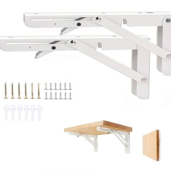 Heavy Duty Folding Bracket Set - White 15 x 30 cm
