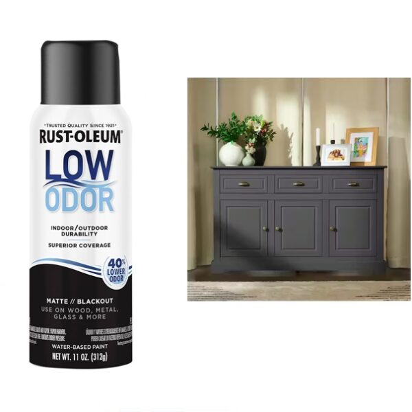 Rustoleum Low Odor Water Based Spray Paint - Matte Blackout