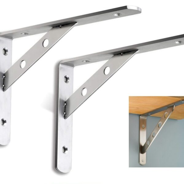 Stainless Steel Shelf Bracket Set - 11 x 15 cm