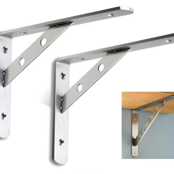 Stainless Steel Shelf Bracket Set - 15 x 25 cm