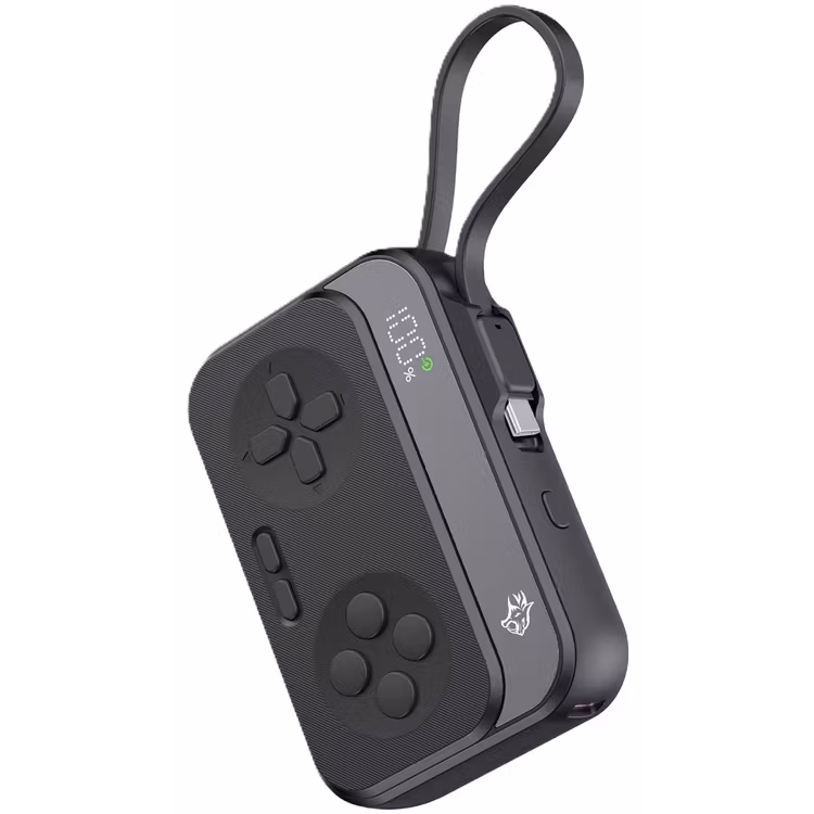 1 Porodo Gaming 10000mAh Controller Design Power Bank, PD 20W, Type-C Cable, 1× USB-A & 1× USB-C Ports, Cable Lanyard, Digital Display - Black - Image 1